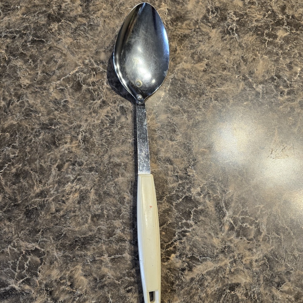 Vintage Metal Mixing Spoon With Plastic Handle Made In Japan